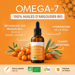 Huiles d'argousier BIO - OMEGA 7 - 50 ml pipette